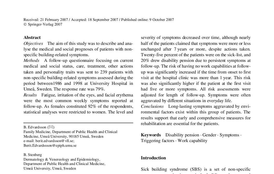 Edvardsson, B (2008). Medical and social prognoses a follow-up study